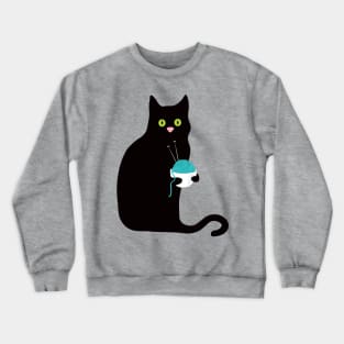 Knitting ramen kitty is surprised that his ramen is a ball of yarn! Crewneck Sweatshirt